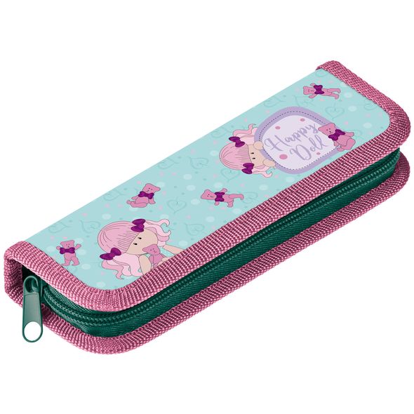 Пенал Hatber 190х60мм 1 отделение на молнии -Happy Doll-  в индив.упак. , 